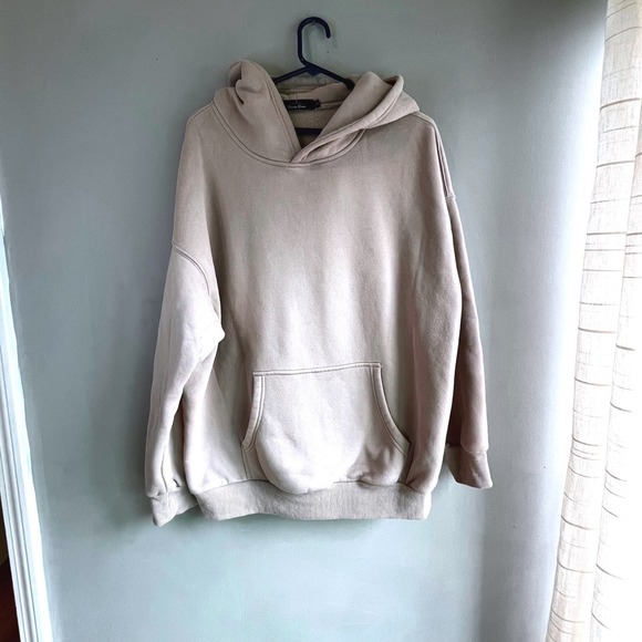 Oversized Beige Women's Pullover Hoodie Casual Comfy Loungewear Neutral Large - Picture 1 of 12